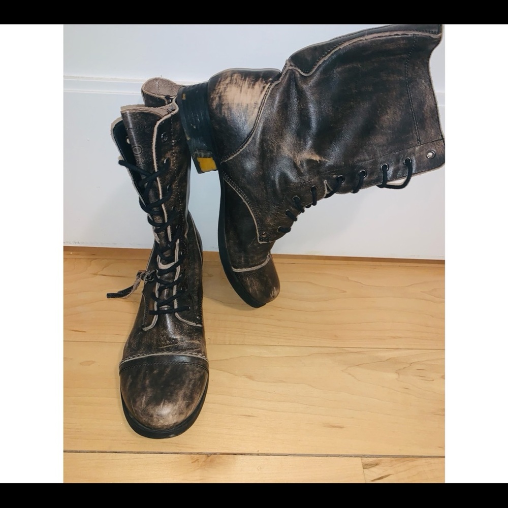 Distressed Brown Combat Boots